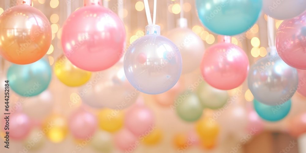 Christmas decorated balls hanging on a ribbon. Merry Christmas and Happy new year. Festive background with xmas decoration balls Christmas decorated balls hanging on a ribbon. Merry Christmas and Happy new year. Festive background with xmas decoration balls