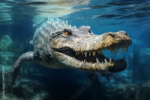 Crocodile underwater. Generative AI