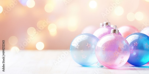 Christmas decorated balls. Merry Christmas and Happy new year. Festive background with xmas decoration balls