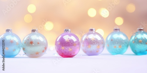 Christmas decorated balls. Merry Christmas and Happy new year. Festive background with xmas decoration balls