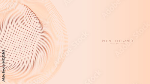 Beige abstract glitch point sphere background. Elegant stylish futuristic template.