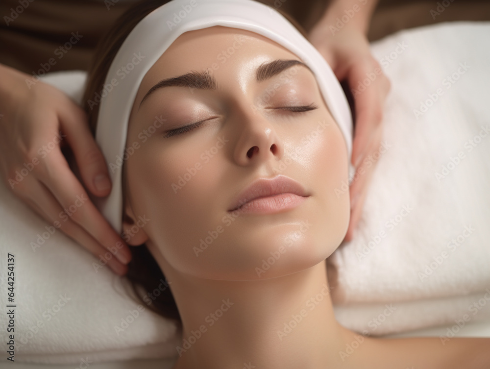 Beautiful woman receiving facial treatment