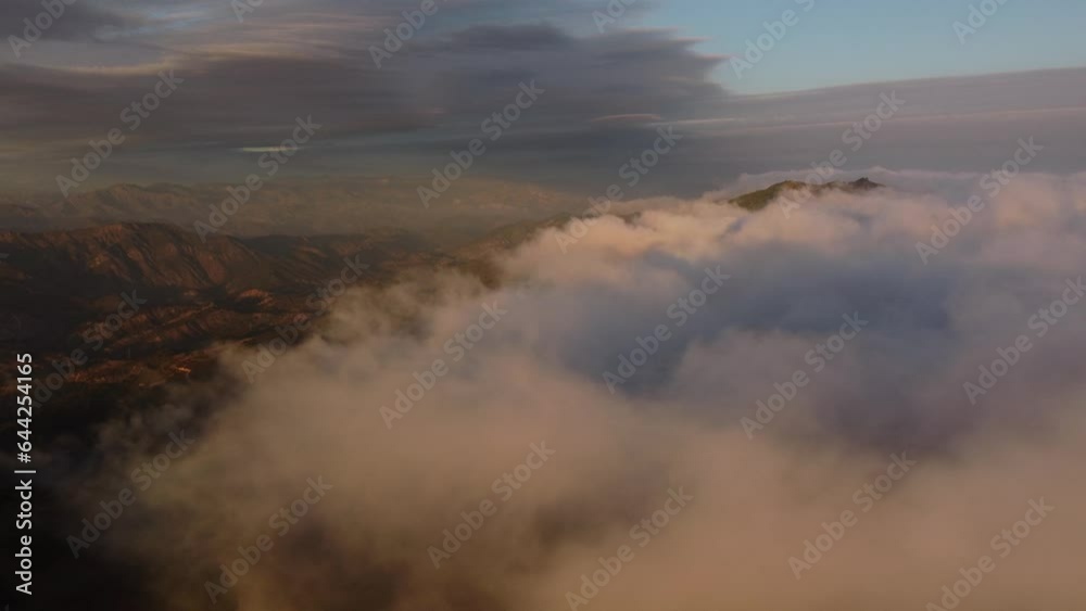 Aerial View of Fog in Santa Ynez Mountains, Santa Barbara, California
