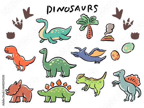 恐竜たちの手描き風イラストセット © Tsubasa