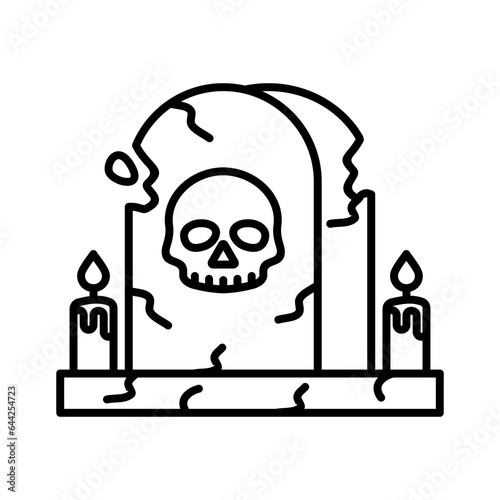 tombstone vector icon. Editable elements. The full-sized item is white. skull tombstone.