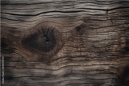 texture of old dark cracked wood with knots