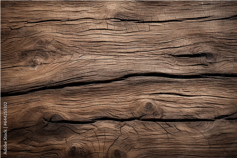 Naklejka premium texture of old dark cracked wood with knots