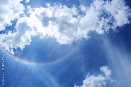 Atmospheric optical phenomenon that generated a halo enclosing the Sun in a perfect circle that illuminated the sky

