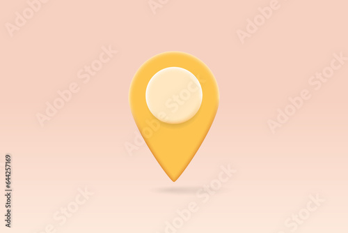 Location point marker icon. 3d button of navigation or map pin. GPS, geolocation, destination pointer for cartography, travel, navigation app, ui use. Isolated vector illustration