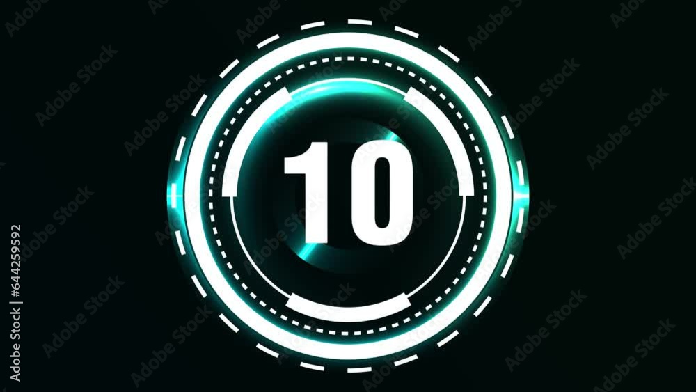countdown digital number timer concept from 10 to 0 second animated background