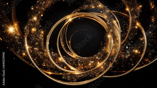 An image of gold glittering circles forming a ring of sparkling light.