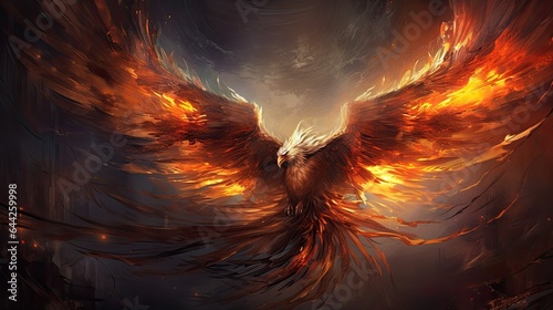 Illustration of a phoenix in flight. © kept