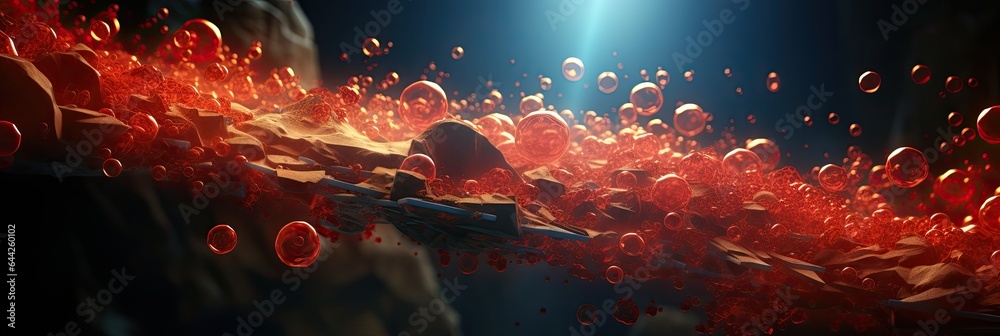A 3D animation image showing the formation and consequences of a blood clot. - obrazy, fototapety, plakaty 