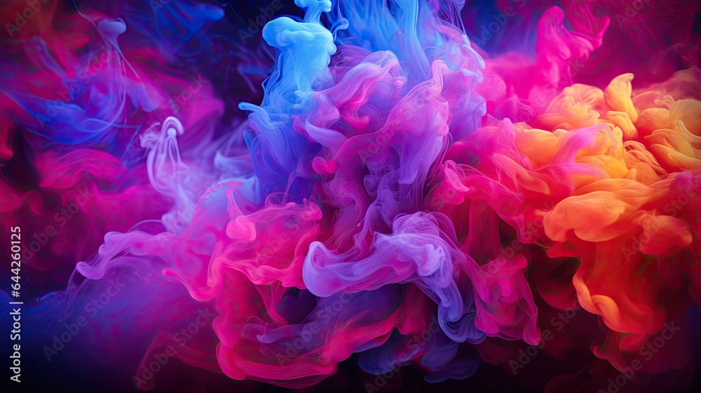 An electrifying and dynamic burst of neon smoke.