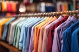 Mens shirts in different colors on hangers