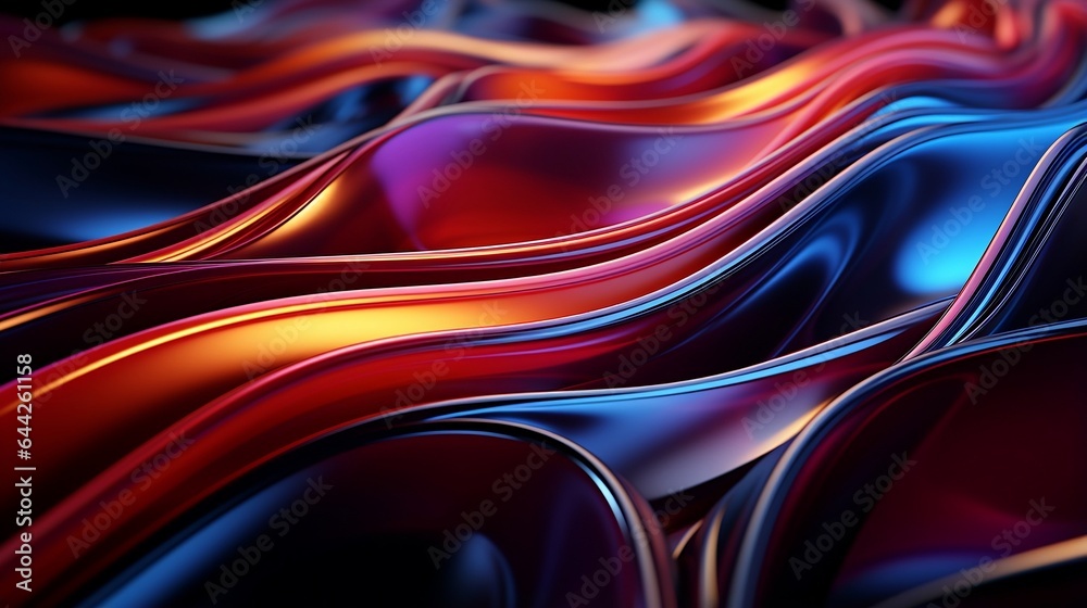 3D detailed wave orange and blue render background, colorful artistic design on dark backdrop 3D detailed wave orange and blue render background, colorful artistic design on dark backdrop