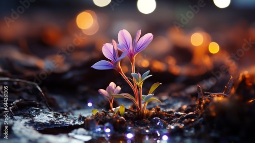 Illuminated fantasy flower in macro close-up. Blooming flower, fresh and illuminated, nature's beauty in a close-up shot.
