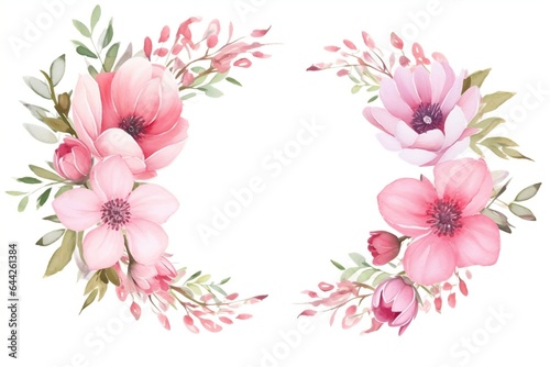 Delicate watercolor pink flower blossom on white background © Matthew