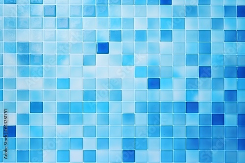 Blue ceramic wall and floor tiles mosaic abstract background. Design geometric wallpaper texture decoration. generative AI