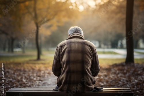 a seated male aged 50 praying on a bench in a public park
