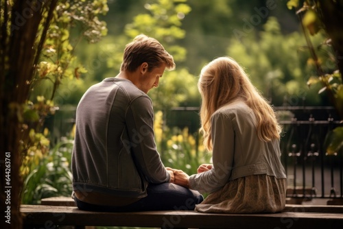 Capturing a moment: a kneeling couple aged 20 praying on a bench in a public park
