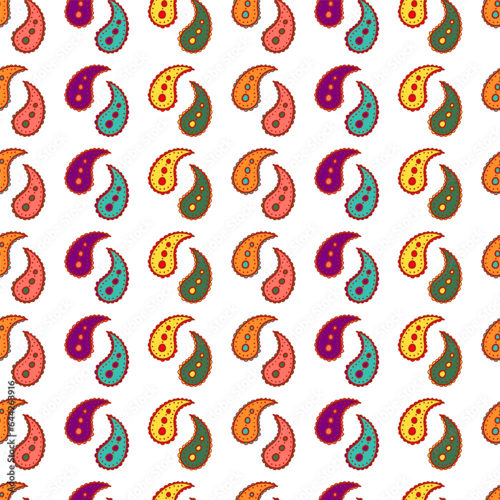 Bright seamless paisley pattern. Indian fantasy flowers ornament. Turkish cucumber design for web, fabric, textile, cover, invitation, decoration, print, poster, wrapping paper Bright seamless paisley pattern. Indian fantasy flowers ornament. Turkish cucumber design for web, fabric, textile, cover, invitation, decoration, print, poster, wrapping paper