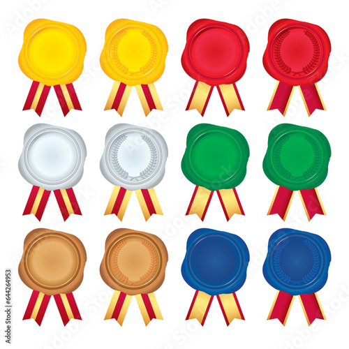 リボン付き封蝋の色違い6色セット　シーリングワックス　シーリングスタンプ