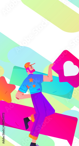 Virtual characters social communication concept business flat vector hand drawn illustration