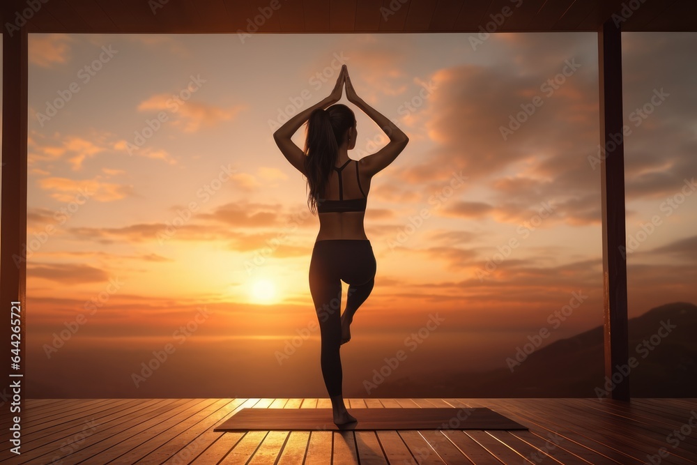Female Practicing Yoga for Tranquility and Wellbeing