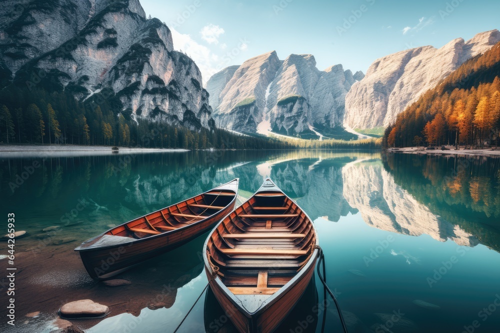 Calm Mountain and Lake Landscape with Reflections in the Water