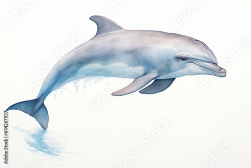 Dreamy watercolor portrait of a dolphin in soft hues, capturing its fleeting beauty. Generative AI © Hanako