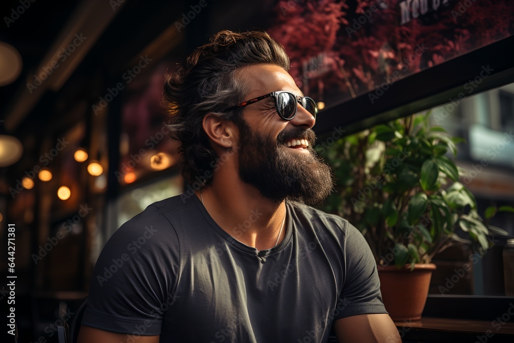 Portrait of a happy man, generative AI Portrait of a happy man, generative AI