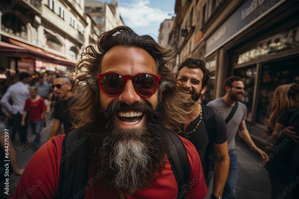 Portrait of a happy man, generative AI Portrait of a happy man, generative AI