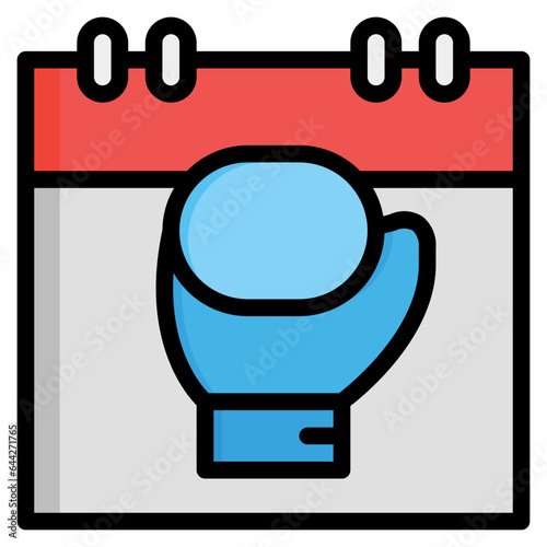  Boxer, Boxing, Calendar, Date, Fight, Fighting, Sport, time Icon, Filled Line style icon vector illustration, Suitable for website, mobile app, print, presentation, infographic and any other project.