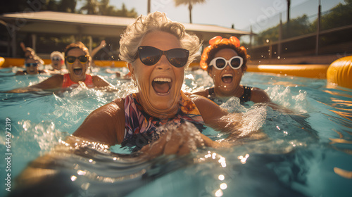 A happy senior woman in swimming pool © Jula Isaeva 