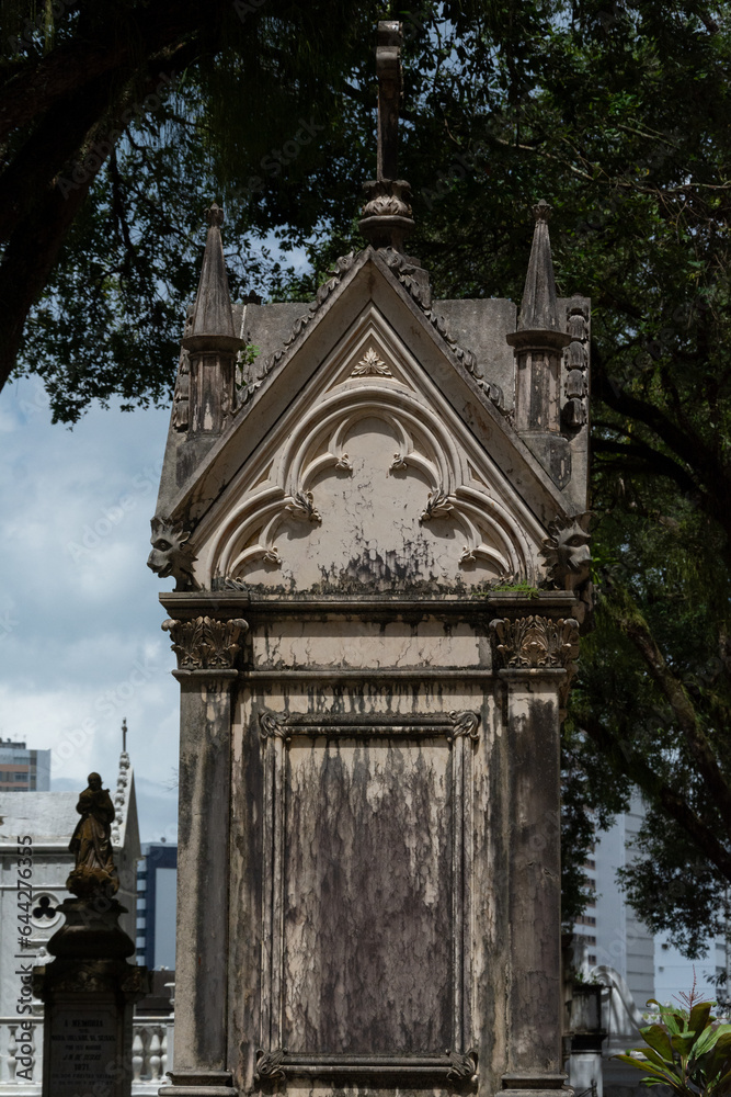 Historical monuments of the Campo Santo Cemetery, in the city of Salvador, Bahia.