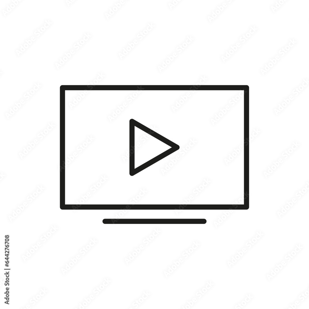 Monitor with play sign. Vector illustration. EPS 10.