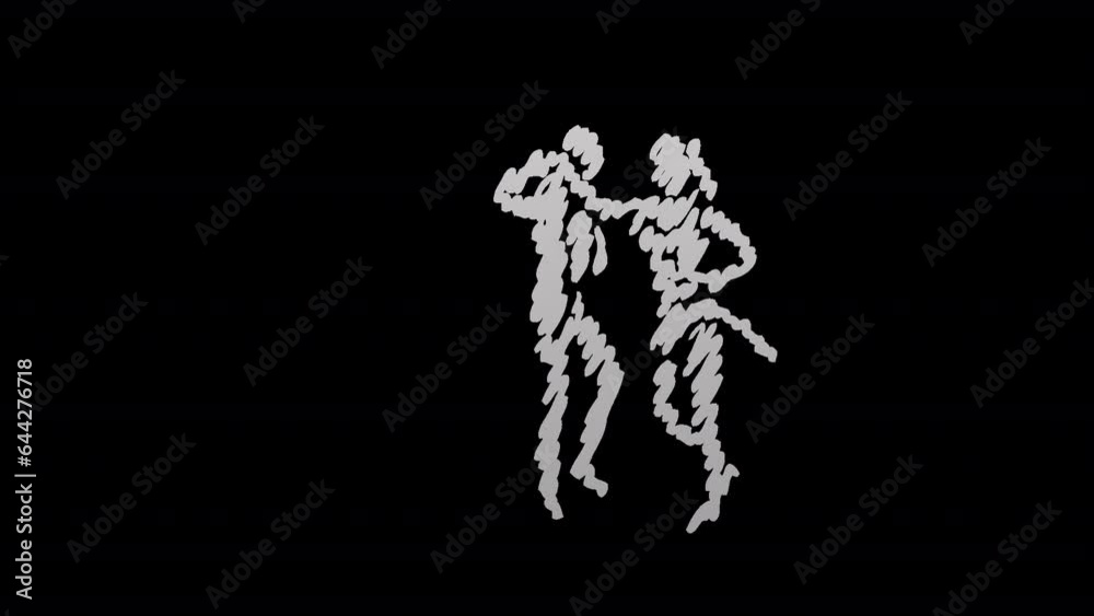 Shading of Hand drawn Salsa Dancing couple with transparent (alpha) background