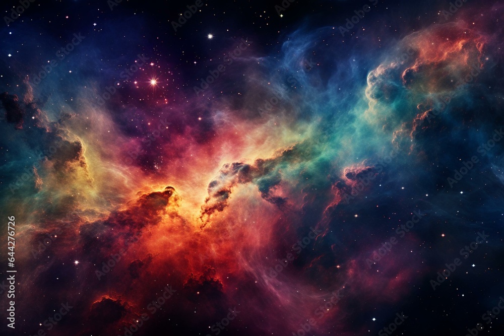 Galactic ambiance with colorful gases, celestial body. Generative AI