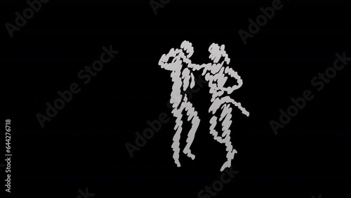 Shading of Hand drawn Salsa Dancing couple with transparent (alpha) background
