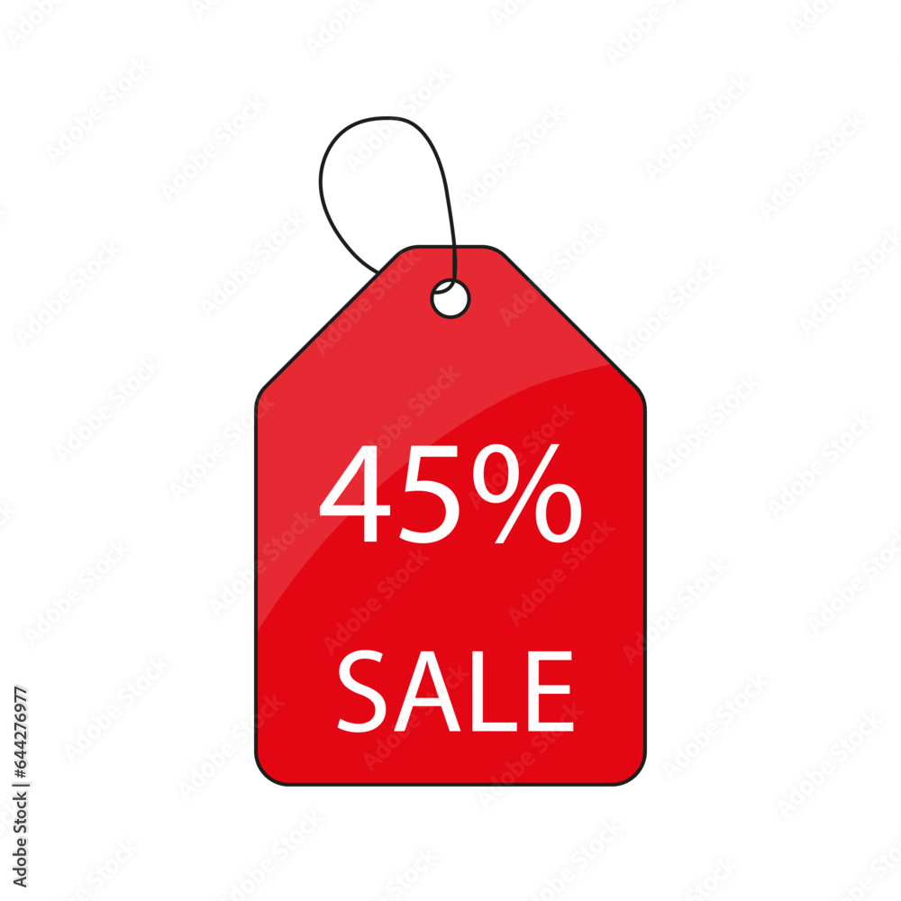 Price tag. Discount promotion. Sale 45 percent label. Vector illustration. EPS 10.