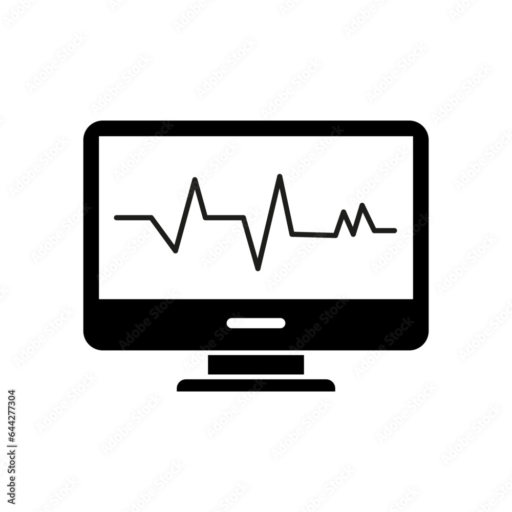 Screen with pulse outline icon. Vector illustration. EPS 10. Screen with pulse outline icon. Vector illustration. EPS 10.