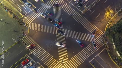Busy traffic at the crossroads of modern city.
