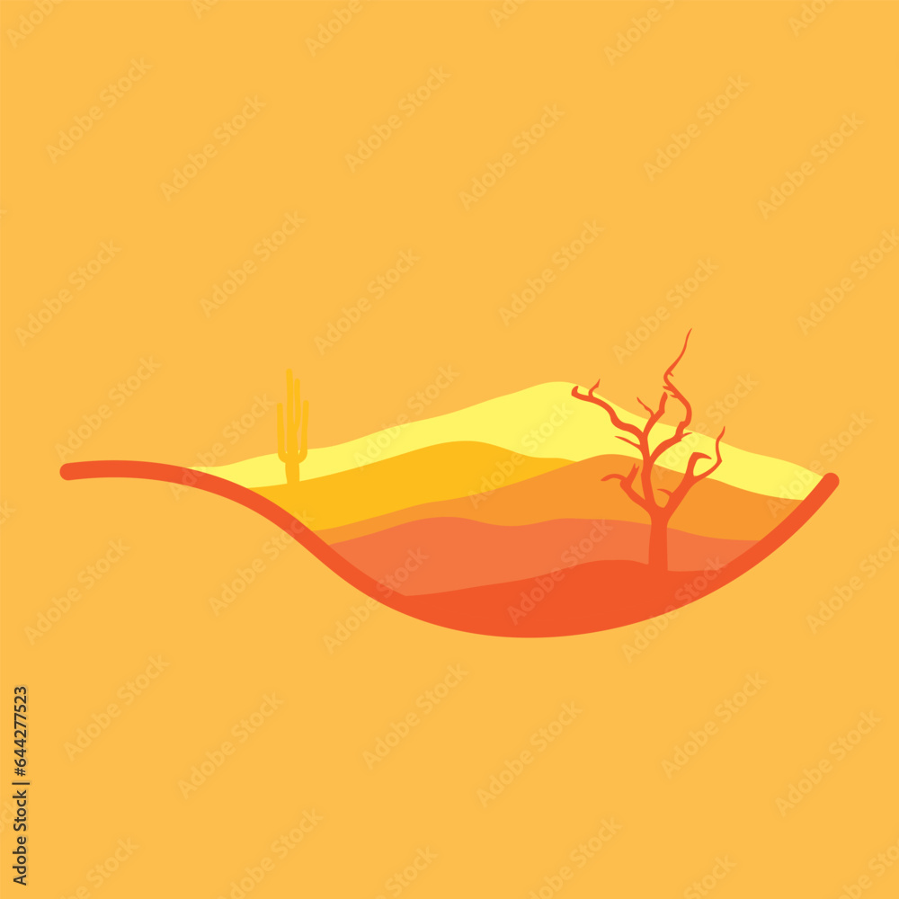 Desert logo design with minimalist colors.