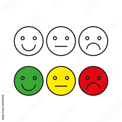 Satisfaction level. User experience. Range to assess the emotions of your content. Customer feedback. Vector illustration. EPS 10.