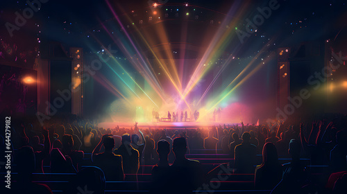 光と煙が織りなす幻想的なコンサート No.017  A Fantastical Concert with Colorful Lights and Smoke Generative AI © Lumin5e616f1