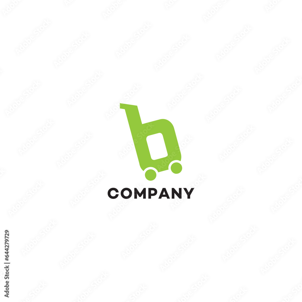 Shop shopping letter b mart cart discount store technology Logo design, brand identity, business logo, editable vector