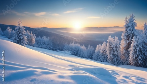 Wallpaper Mural Winter snow flakes on blue sky in evening, winter snow background with snowdrifts, banner format, copy space Torontodigital.ca