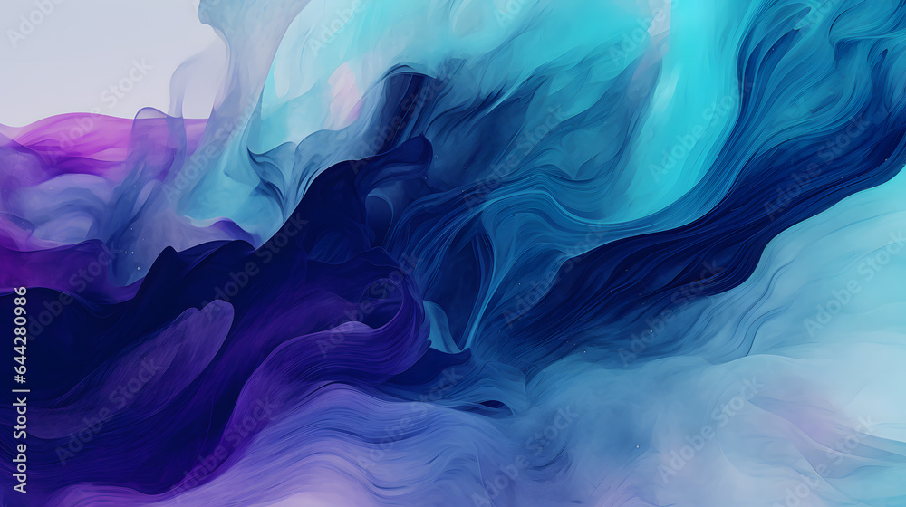 水や火のように流れる青色系の抽象背景 No.004  Abstract Background of Flowing Blue Colors like Water or Fire Generative AI