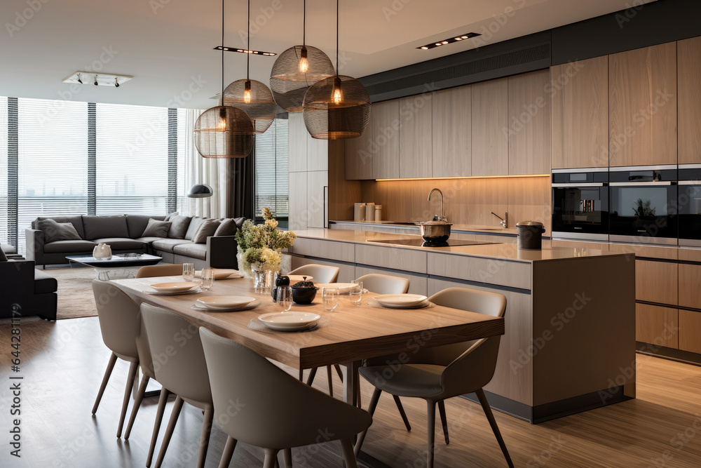 Elegant and Contemporary: A Stunning Beige-toned Modern Kitchen that Exudes Warmth and Style